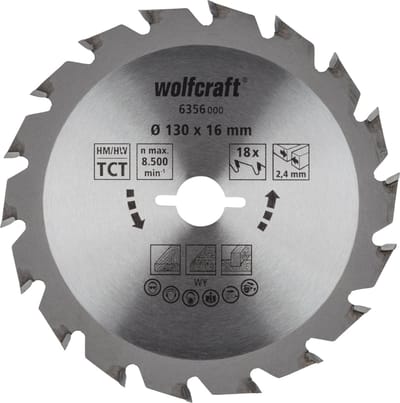 wolfcraft - Cirkelzaagblad 130x16mm - 18 Tanden - Zaagblad voor Cirkelzaag - Serie groen - 6356000