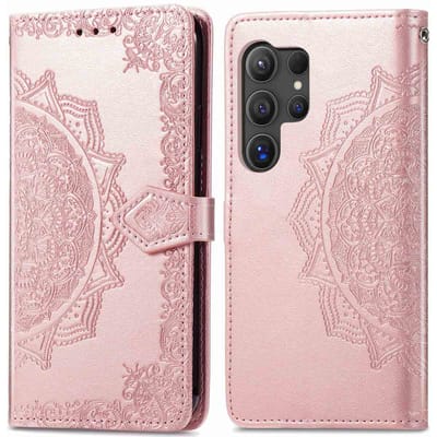 imoshion Hoesje - Geschikt voor Samsung Galaxy S24 Ultra - Mandala Bookcase - Rosé Goud