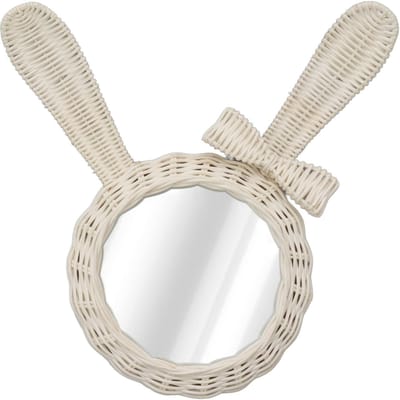 Decoratieve Spiegel Witte Konijn Vormige Retro HD Rotan Spiegel voor Badkamer Slaapkamer white