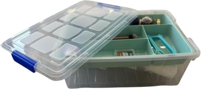 Plasticforte Beautycase opbergbox - 9L - 26 x 37 x 14 cm - met vakverdeling tray - groen - Make-up/sieraden/nagellak opbergen