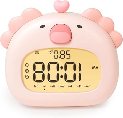 Digitale Wekker - Axolotl Klok - Wakker Worden - Met Nachtlamp - 3 Alarmen - Geel