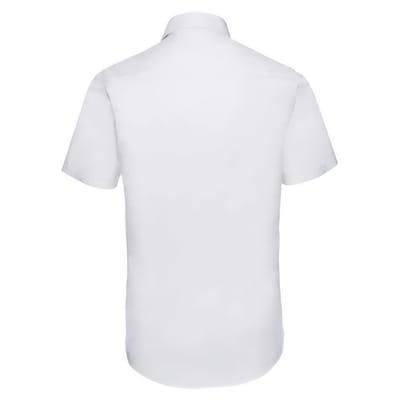 Russell Collection Heren Easy-Care Fitted Overhemd met korte mouwen (Wit)