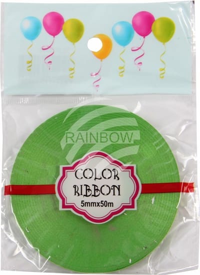 Groen cadeaulint/krullint/ballonlint - 5 mm. - 50 meter - 1 platte rol in blisterverpakking