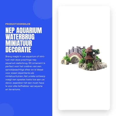 Dailygoods- Waterbrug Sprookjesachtig Ontwerp - Miniatuur Ornament - Decoratie Vissen Tank - Terrarium Decor - Duurzaam Hars - Afmetingen 6,5x14x5 cm - Aquariumdecoratie