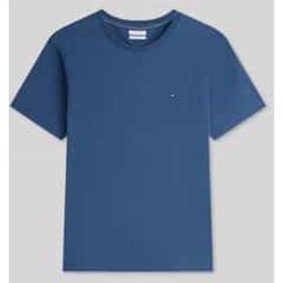 Tommy Hilfiger Flag Embroidery T-shirt Aegean Sea Maat: M | Basic T-Shirts Outlet | Heren | Blauw