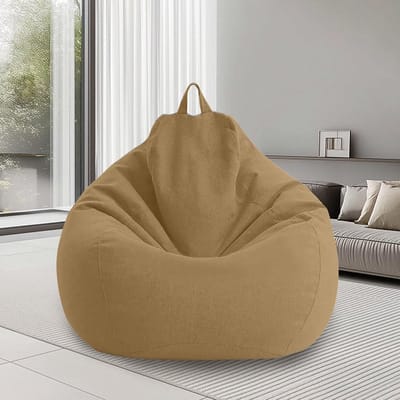 Grote Bean Bag voor Volwassenen, Geschikt voor Binnen en Buiten, Gaming Zitzak, 100 x 120 cm, Licht Koffiekleurige Zitzak zonder Vulling