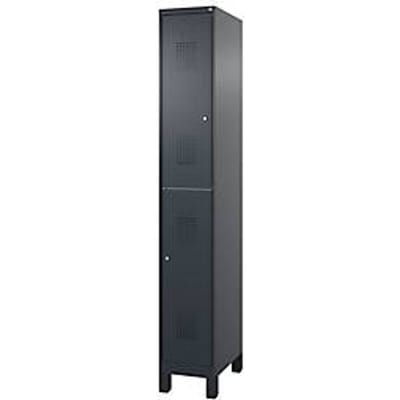 Brandweerkast C+P Flexo Wit, 1 compartiment met 2 legborden, poten, B 300 x D 500 x H 1950 mm, RAL 7016 antracietgrijs/RAL 7021 zwartgrijs