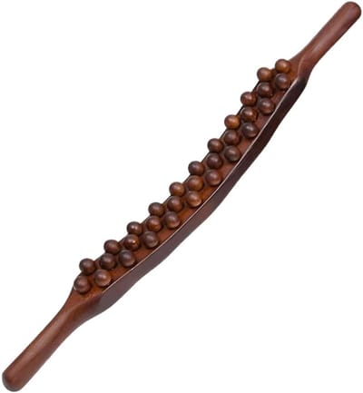 Premium Houten Massage Roller - 31 Kralen - Lymfedrainage Massagestok - Handgemaakte Guasha Tool voor Lichaam, Rug & Benen - Spierontspanning