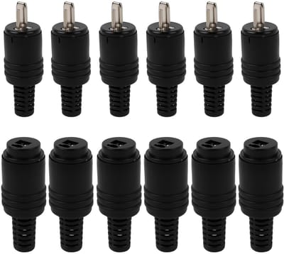 2-Pin DIN Connectoren - Luidspreker Pluggen - Audio Aansluiten - Zonder Solderen - 12 Stuks - Zwart