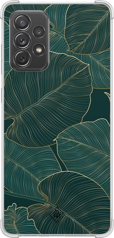 Casimoda® hoesje - Geschikt voor Samsung Galaxy A52 5G - Monstera Leaves - Shockproof case - Extra sterk - TPU/polycarbonaat - Groen, Transparant