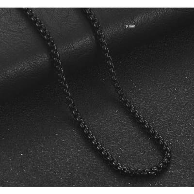 Aramat Jewels | Halskettingen | Zwarte Stalen Jasseron Ketting – Stoere Schakelketting Unisex RVS | 3mm / 75cm |75cm | | Staal | Volwassenen | Verkleurd niet