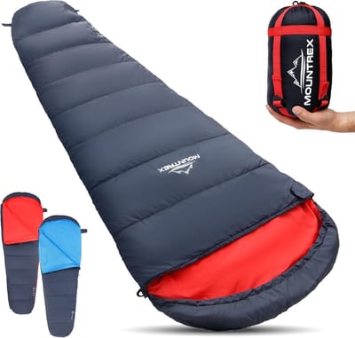 Ultralicht en Compact, Zomerslaapzak / 3-4 Seizoenen Mummie Slaapzak- Outdoor, Kamperen, Reizen, Festivals (205 x 80cm) - Koppelbaar