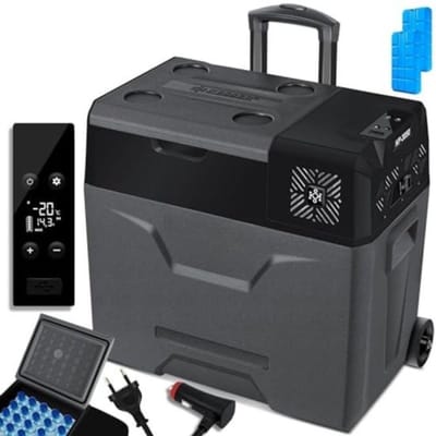 Thuys - Compressor Koelbox 50 Liter - Elektrische Vriezer met APP-bediening, 12/24V en 230V, telescopische stang, wielen, tot -20°C voor auto, camper, boot en camping - Antraciet