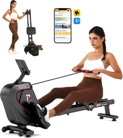 YEE GOO Magnetische Roeitrainer - Roeimachine 16 Weerstandniveaus - Max. Laadvermogen 120 kg - Roeitrainer met Magnetische Weerstand - LED-display en Compatibele app - Roeiapparaat Voor Thuis - Zwart