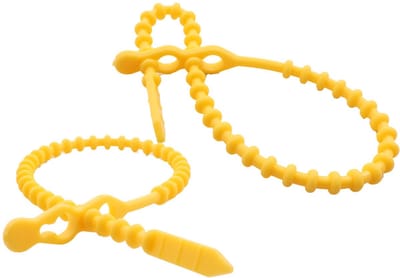 PRO-TIE® - Bundelbanden, Snelbinders Hersluitbaar met dubbele kop, Rattenstaart / Beaded Cable Ties - 240 x 5,0 mm Geel (Zak 100 stuks)