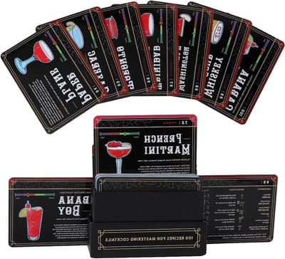 Complete Cocktail Recepten Set met 100 Kaarten, Slim Geordend, Perfecte Bar Accessoires en Alcoholcadeau voor Mannen en Vrouwen