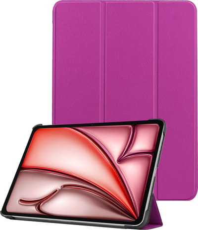 Hoes - Geschikt voor Apple iPad Air (2024/2025/2026) - 11 inch - Dun & Stevig - Trifold Bookcase - Hard Cover - Hardcover Book Case - Tablet Hoesje - Paars