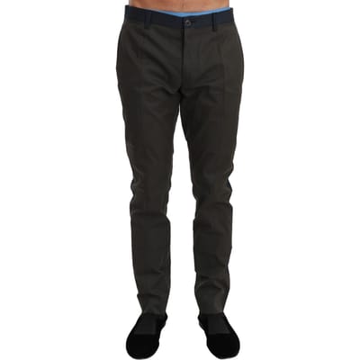 Dolce & Gabbana Heren Blauw Grijze Gestreepte Katoenen Broek