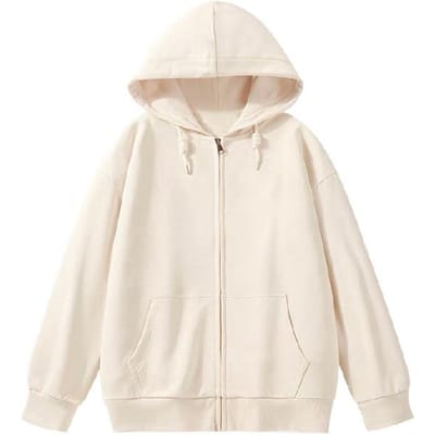 Cardigan à capuche épais en velours pour femme, veste d'hiver grande taille à fermeture éclair, haut chaud à poches pour femme 2XL beige