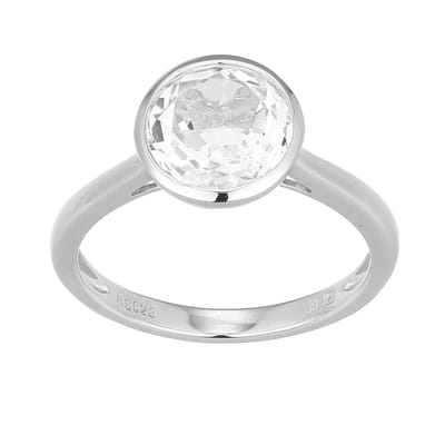 Cavill - Zilveren ring met witte topaas 1 545 ct - 925 Sterling zilver - elegant rond slijpsel 8 mm - stijlvolle damesring