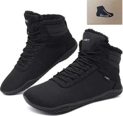 Geweo Sneakers - Winter Schoenen met Katoen Dames - Schoenen met Katoen Heren - Winter Fleece Gevoerd Warme Winterlaarzen - Schoenen Antislip Outdoor - Zwart - Maat 39