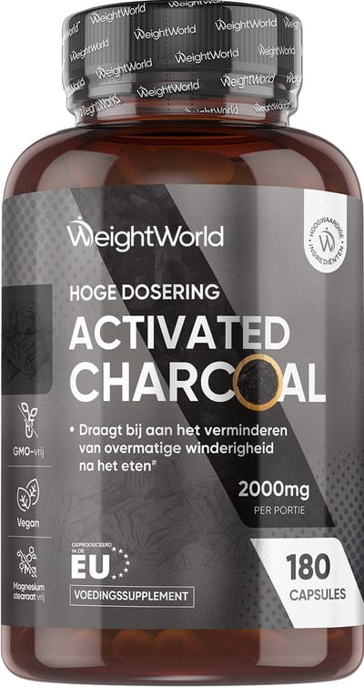WeightWorld Actieve Kool capsules - 2000 mg - 180 vegan capsules - Gemaakt in de Europese Unie