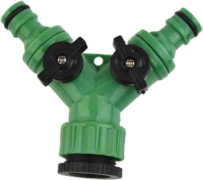 Tuinslangaansluiting - Kraanverdeler - Twee zones water geven - Individuele klepbediening - 1/2 en 3/4 inch - Grijs