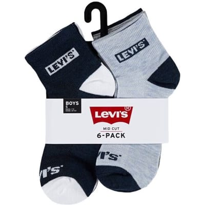 Levis Levi's kinderkousen LHN BOX TAB MID CUT 6-pack dress blues maat 7
