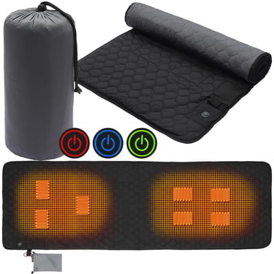 Tapis chauffant d'hiver Tapis chauffant USB Tapis de couchage Chauffage de camping Matelas chauffant Température réglable Tapis de couchage de tente chauffant noir