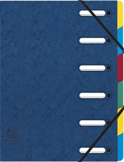 Exacompta 8x Sorteermap HARMONIKA® met elastieken en uitgesneden vensters- in glanskarton - 6 indelingen - Blauw - 55062E