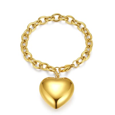 Twice As Nice Armband in goudkleurig edelstaal, groot hart Goudkleurig 18cm