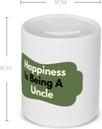 Akyol - happiness is being a uncle Spaarpot - Oom - de liefste oom - verjaardag - cadeautje voor oom - oom artikelen - kado - geschenk - 350 ML inhoud