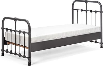 Bed Box Holland - Kinderbed - Erma - 90x210 - Antraciet - Metaal - lattenbodem - matras -eenpersoons