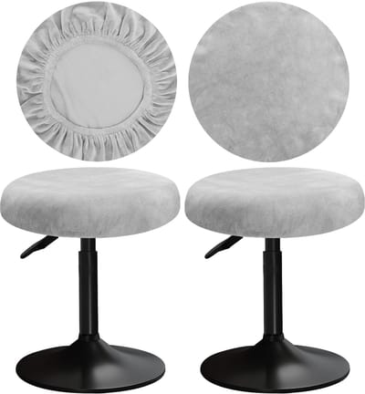 Stoelhoes 30-40 cm barkrukhoes Zeer zacht, elastisch en eenvoudig te installeren Kreukvrij, wasbaar, stofbestendig Geschikt voor ronde en vierkante krukken (2, Licht Grijs)
