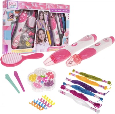 Playos® - Haarvlechter - met Accessoires - Roze - Kinderen - Haarkraal Vlechter - Hair Braider - Vlecht Hulpstuk - Vlechter - Speelgoed - Haar Vlechter Machine