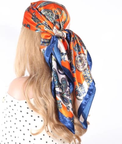 Hoofdsjaal - Satijnen Haar Sjaal - Festival Look - Vierkante Sjaal - Fantasie - Zomer Sjaal - Haarband - Classy - EK Voetbal - Blauw Oranje Wit- Aimee