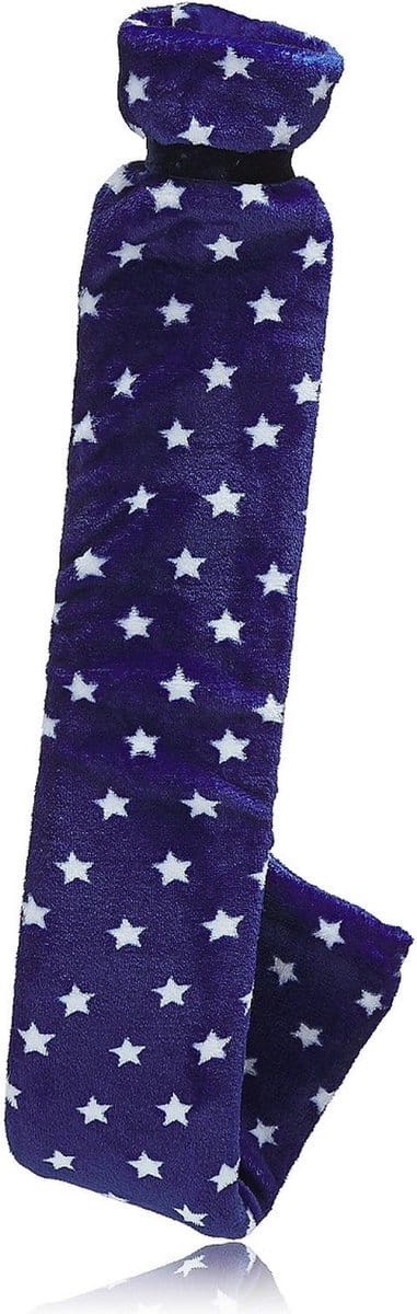 Vagabond - Warmwaterkruik - Long Bottle Warmwaterkruik - Natuurrubber - Afmeting 77 cm. lang x 12 cm. breed - Inclusief Zachte Wasbare Hoes - Royal Stars - in luxe Geschenkdoos.