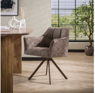 Eetkamerstoel Raster draaibaar - Hoven taupe - bruin - eetkamerstoelen set van 2