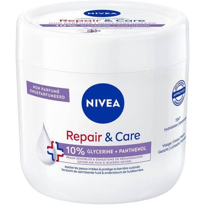 NIVEA Repair & Care Sensitive Bodycrème - 15% Glycerine, Provitamine B5 en Ceramide - Barrière Crème voor Gevoelige en Jeukerige Huid - 400 ml