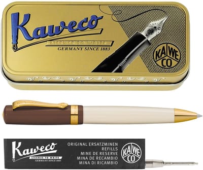 Kaweco - set - Balpen - Student 20's Jazz - Bruin in vintage blikje - doosje G2 zwarte balpenvulling
