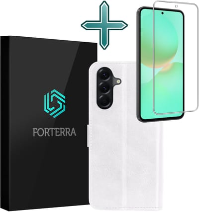 Hoesje Met Screenprotector - Geschikt voor Samsung Galaxy A36 - Luxe Pasjeshouder - Flipcase - Bookcase Portemonee - Flip Case - Kunstleer Book Case - Book Cover - Walletcase - Portemonneehoes - Wit