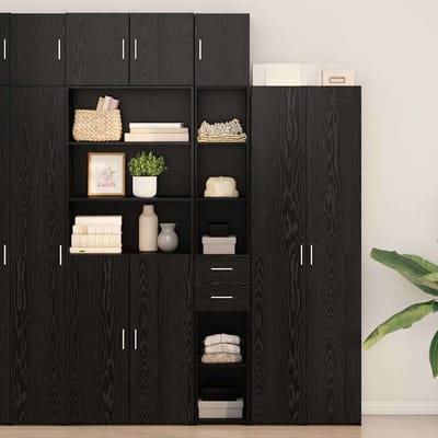 vidaXL - Opbergkast - 2 - st - Zwart - Eiken - 30 - x - 42,5 - x - 225 - cm