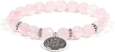 Mala Armband Rozenkwarts Elastisch met Lotus