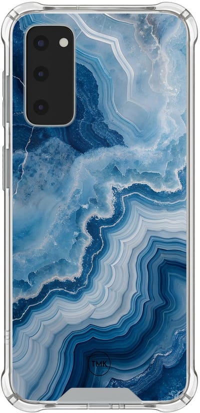 Shockproof hoesje geschikt voor Samsung Galaxy S20 FE - Skystone marble - Schokbestendig - Verhoogde randen - TPU case - Extra Sterke Back Cover - Marmer - Transparant, Blauw