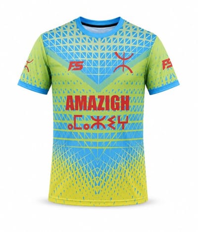 FightSense Amazigh Performance T-Shirt – Amazigh Sportshirt – Blauw/Geel – Maat XL