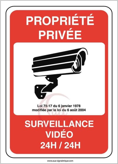 Bord Privée onder Bewaking - Videobewaking 24/7 - 210 x 300 mm, PVC 1,5 mm
