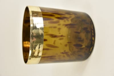 Sfeerlichten - Pc. 1 Glass Vase W/band "leopard" Brown Ø 13x14 Cm