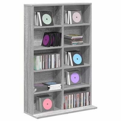 vidaXL - CD - Kast - Grijs - Sonoma - 65 - x - 23,5 - x - 97,5 - cm - Bewerkt - hout