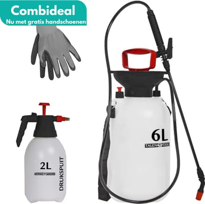 Tuilana - COMBIDEAL - Drukspuit - 6 liter - Plantenspuit - 2 liter - + GRATIS tuinhandschoenen
