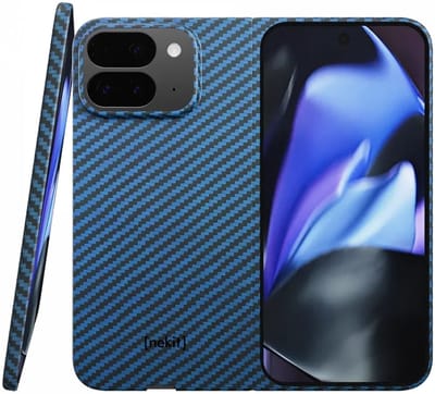 NEKIT Fiber Hoesje Geschikt voor Google Pixel 9 Pro Fold - Compatibel met MagSafe - High-tech Kevlar Aramidevezels 1500D - Back Cover Ultra Dun - Blauw